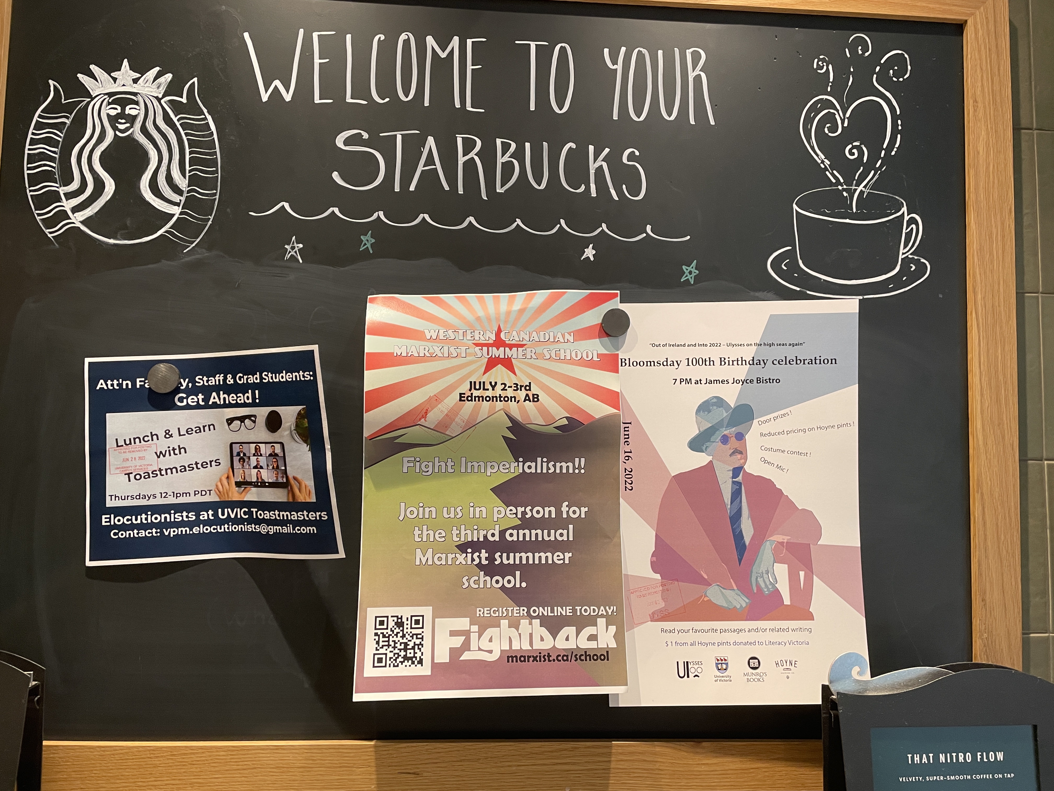 Interesting Posters in Uvic Bookstore Starbucks